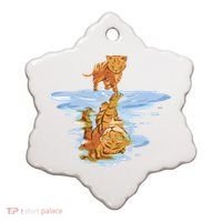 Cat Reflecting Tiger Ceramic Ornament thumb 0