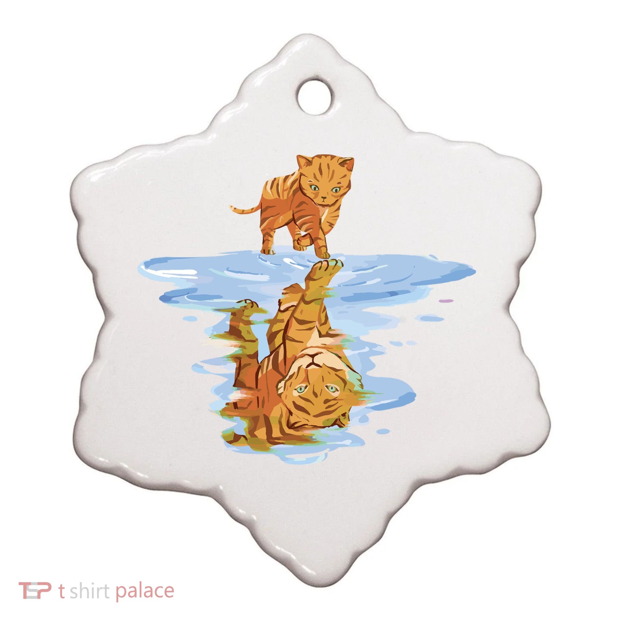 Cat Reflecting Tiger Ceramic Ornament