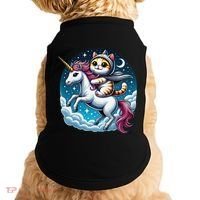 Cat Riding Unicorn Funny Imagination Cute Cat And Unicorn Doggie Tank thumb 0