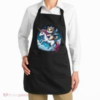 Cat Riding Unicorn Funny Imagination Cute Cat And Unicorn Apron thumb 2