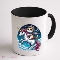 Cat Riding Unicorn Funny Imagination Cute Cat And Unicorn Coffee Mug thumb 1