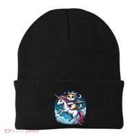Cat Riding Unicorn Funny Imagination Cute Cat And Unicorn Beanie thumb 0