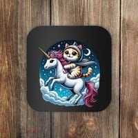 Cat Riding Unicorn Funny Imagination Cute Cat And Unicorn Coaster thumb 0