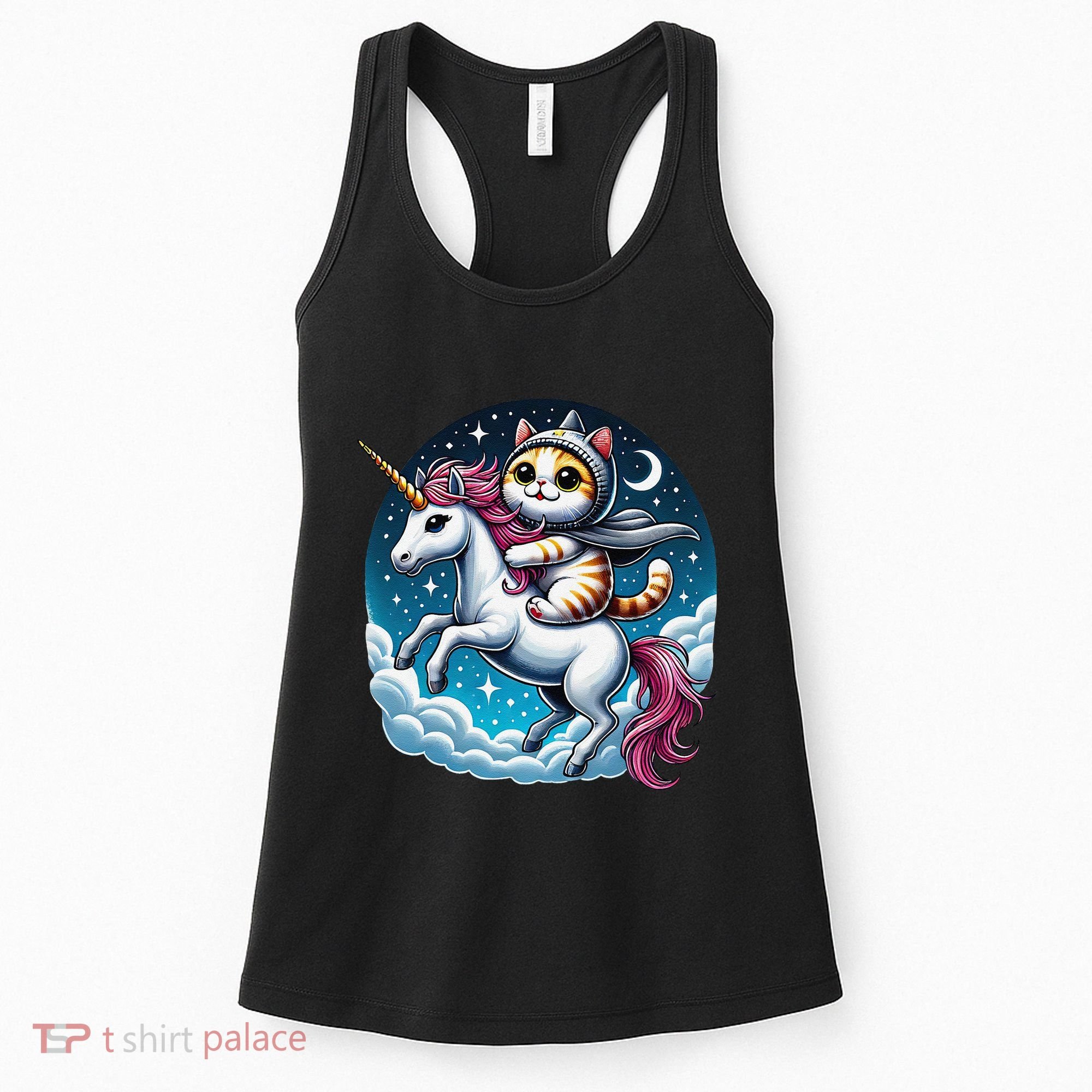 Cat Riding Unicorn Funny Imagination Cute Cat And Unicorn Women's Tank Top