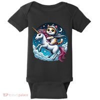 Cat Riding Unicorn Funny Imagination Cute Cat And Unicorn Baby Bodysuit thumb 0