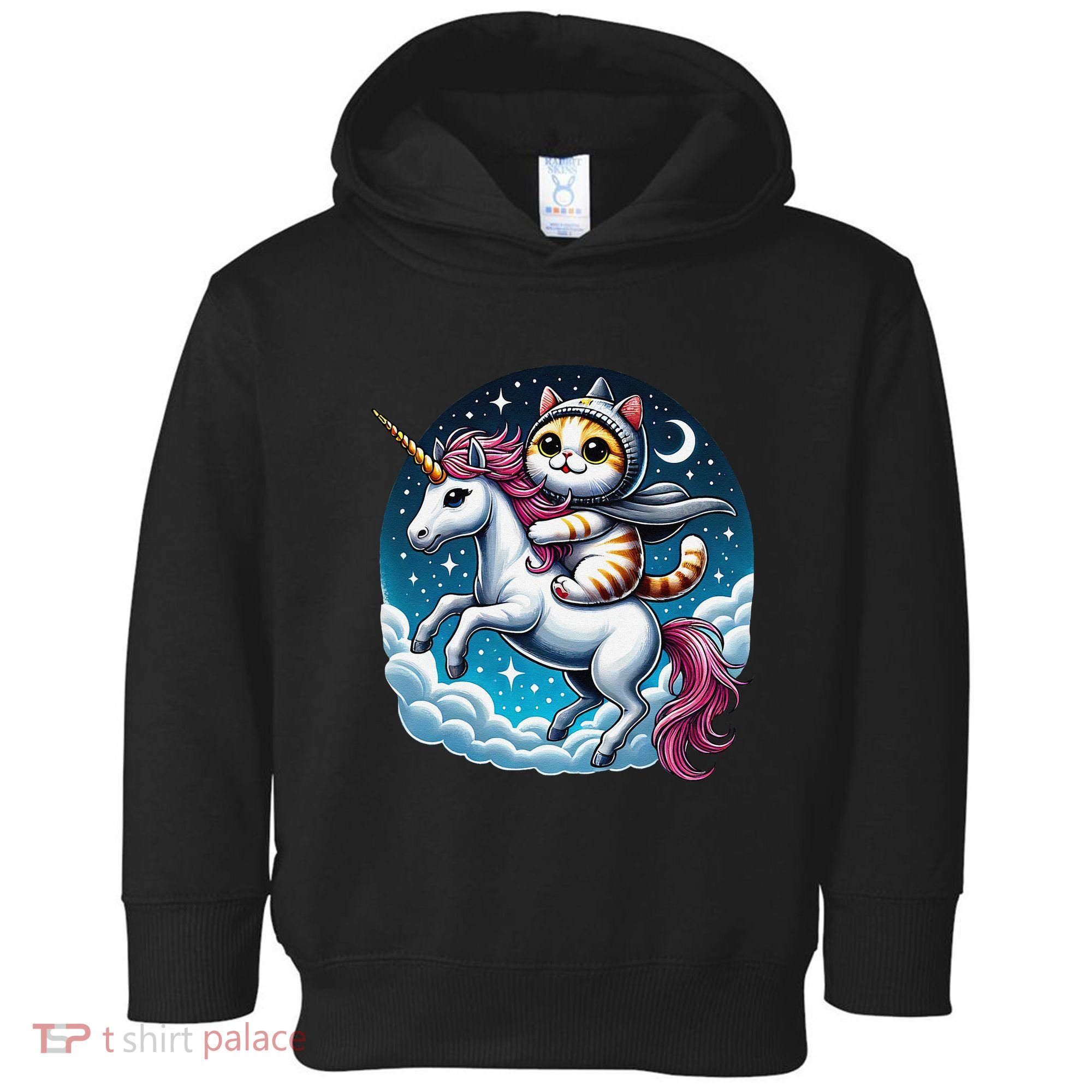Cat Riding Unicorn Funny Imagination Cute Cat And Unicorn Toddler Hoodie
