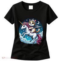 Cat Riding Unicorn Funny Imagination Cute Cat And Unicorn Women's T-Shirt thumb 0