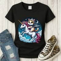 Cat Riding Unicorn Funny Imagination Cute Cat And Unicorn Women's T-Shirt thumb 3