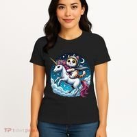 Cat Riding Unicorn Funny Imagination Cute Cat And Unicorn Women's T-Shirt thumb 4