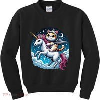 Cat Riding Unicorn Funny Imagination Cute Cat And Unicorn Kids Sweatshirt thumb 0