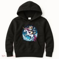 Cat Riding Unicorn Funny Imagination Cute Cat And Unicorn Kids Hoodie thumb 0