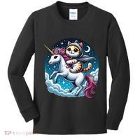 Cat Riding Unicorn Funny Imagination Cute Cat And Unicorn Kids Long Sleeve Shirt thumb 0
