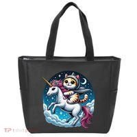 Cat Riding Unicorn Funny Imagination Cute Cat And Unicorn Tote Bag thumb 0