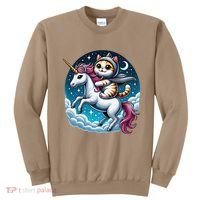 Cat Riding Unicorn Funny Imagination Cute Cat And Unicorn Sweatshirt thumb 0