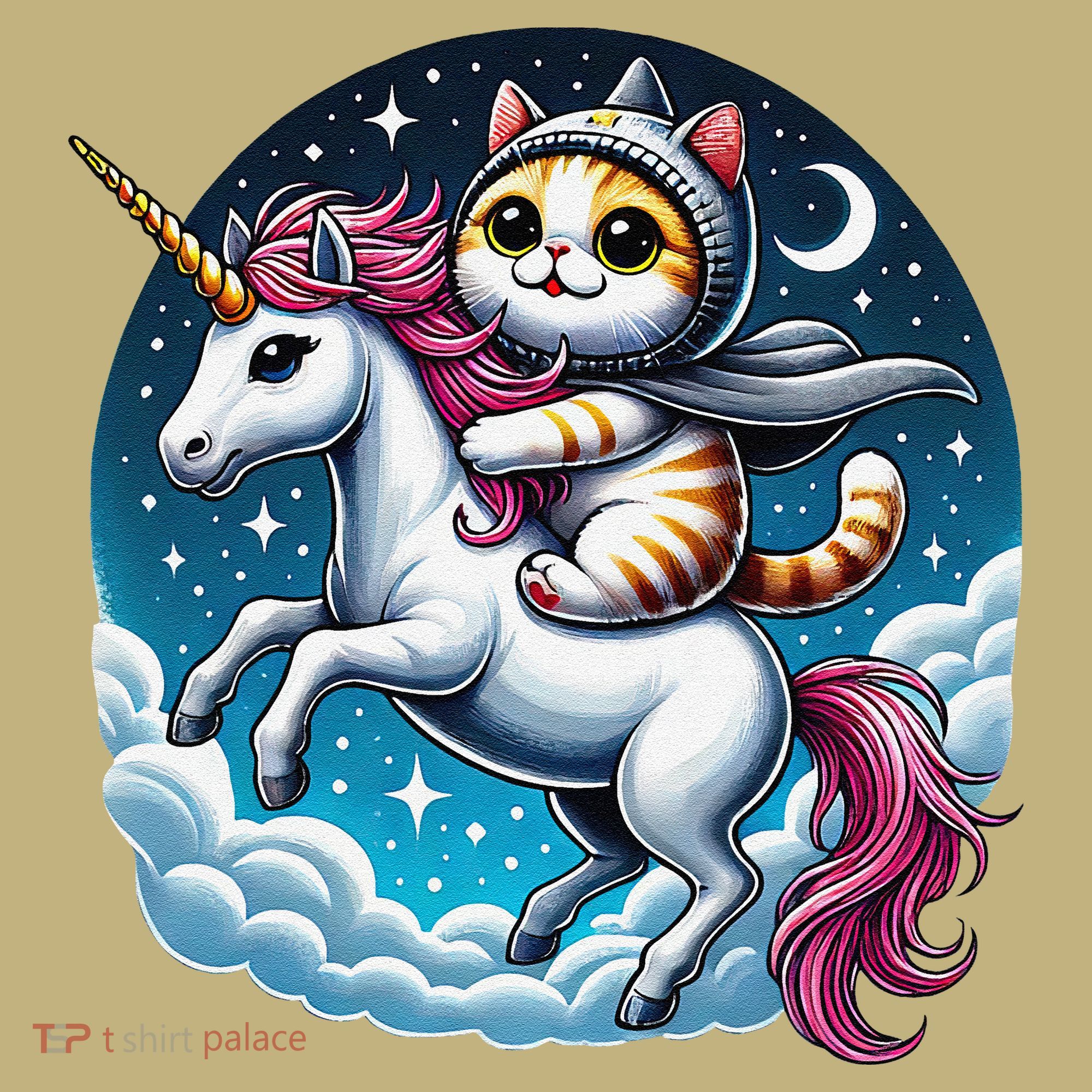 Cat Riding Unicorn Funny Imagination Cute Cat And Unicorn Sweatshirt