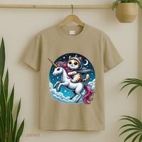 Cat Riding Unicorn Funny Imagination Cute Cat And Unicorn T-Shirt thumb 2