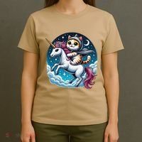 Cat Riding Unicorn Funny Imagination Cute Cat And Unicorn T-Shirt thumb 4