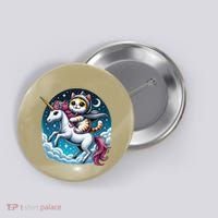 Cat Riding Unicorn Funny Imagination Cute Cat And Unicorn Button thumb 0