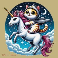 Cat Riding Unicorn Funny Imagination Cute Cat And Unicorn Mousepad thumb 1