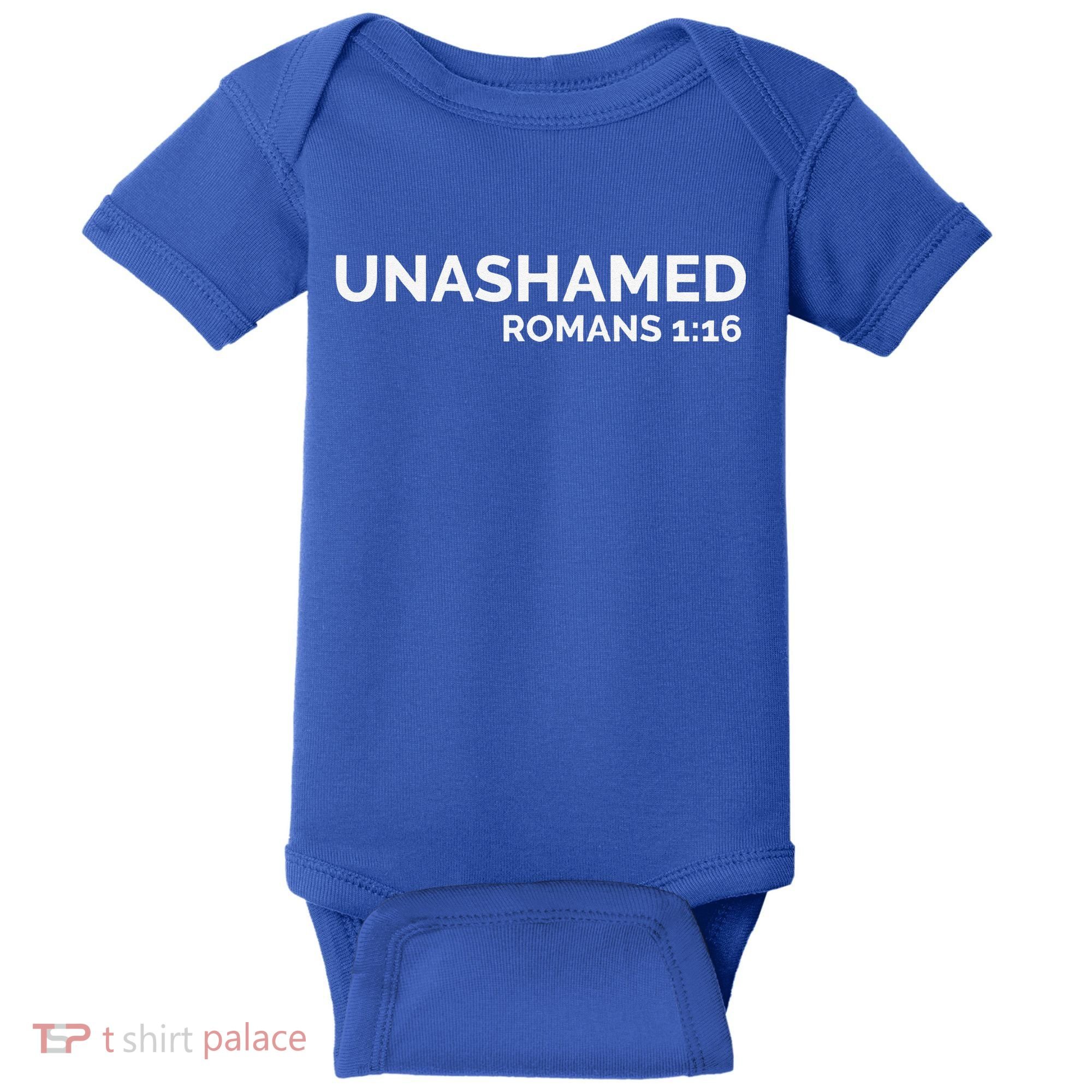 Christian Romans Unashamed Jesus Cross Baby Bodysuit