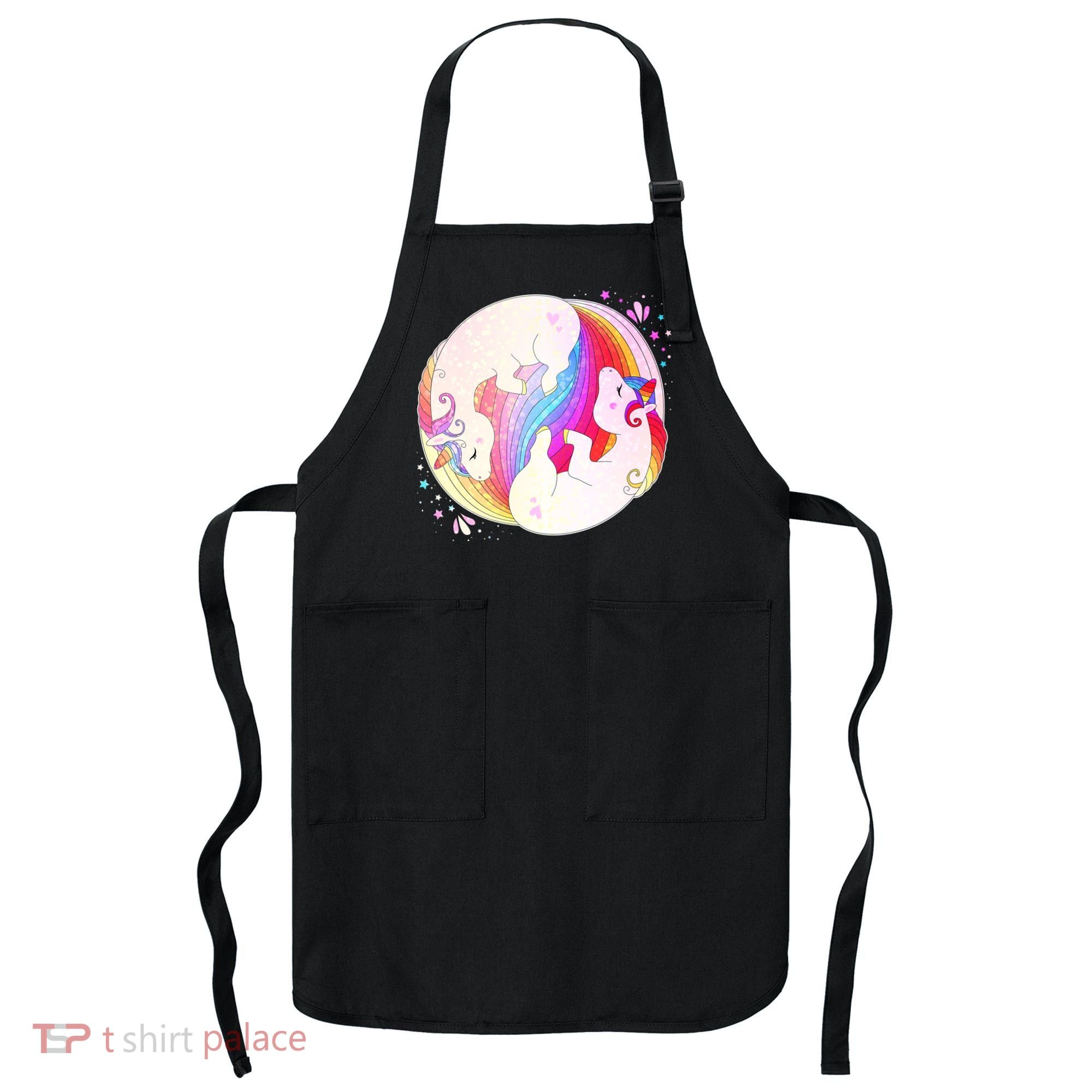 Cute Rainbow Unicorns Yin Yang Apron