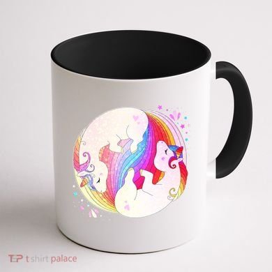 Cute Rainbow Unicorns Yin Yang Coffee Mug back