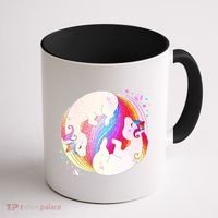 Cute Rainbow Unicorns Yin Yang Coffee Mug thumb 1