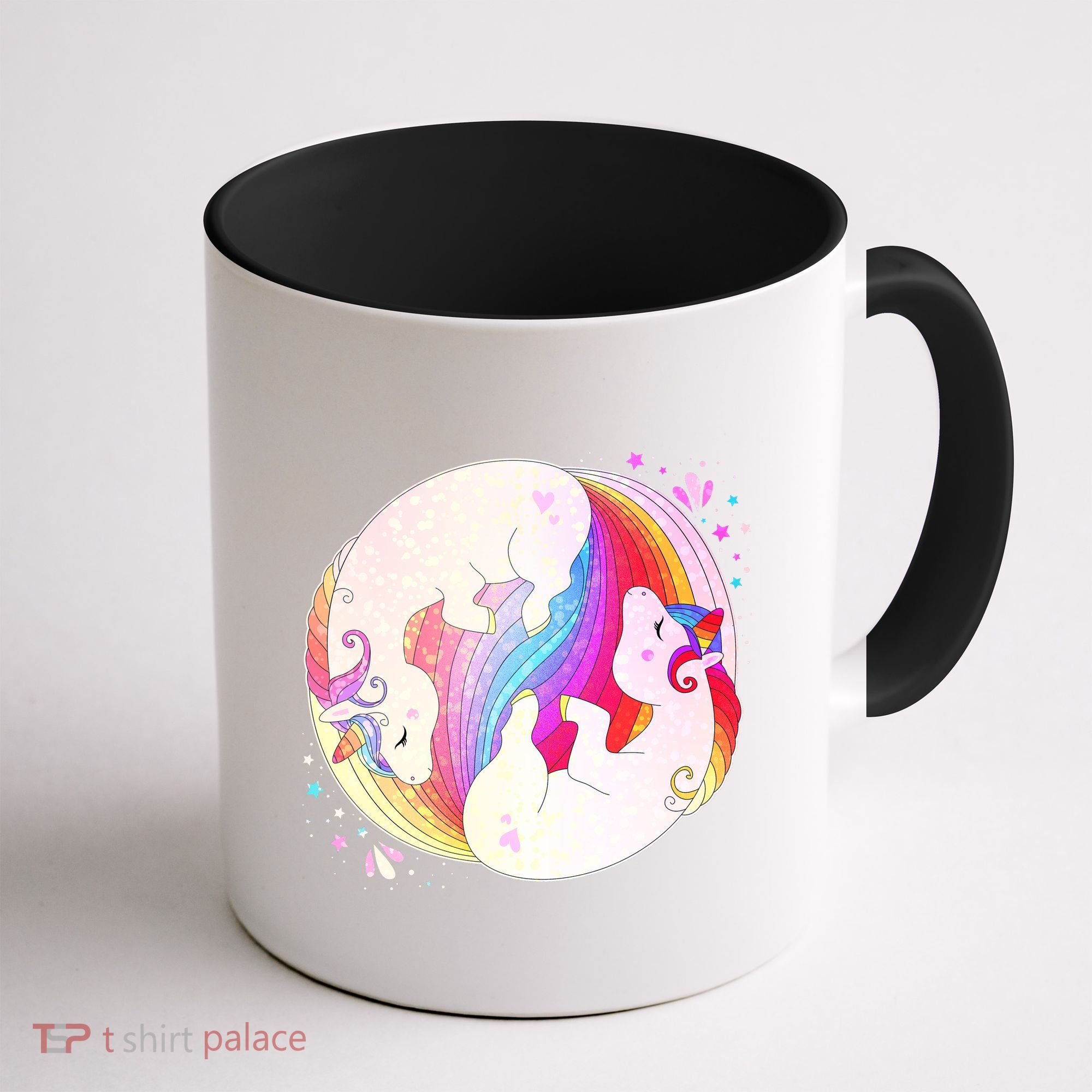 Cute Rainbow Unicorns Yin Yang Coffee Mug