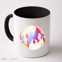 Cute Rainbow Unicorns Yin Yang Coffee Mug thumb 0