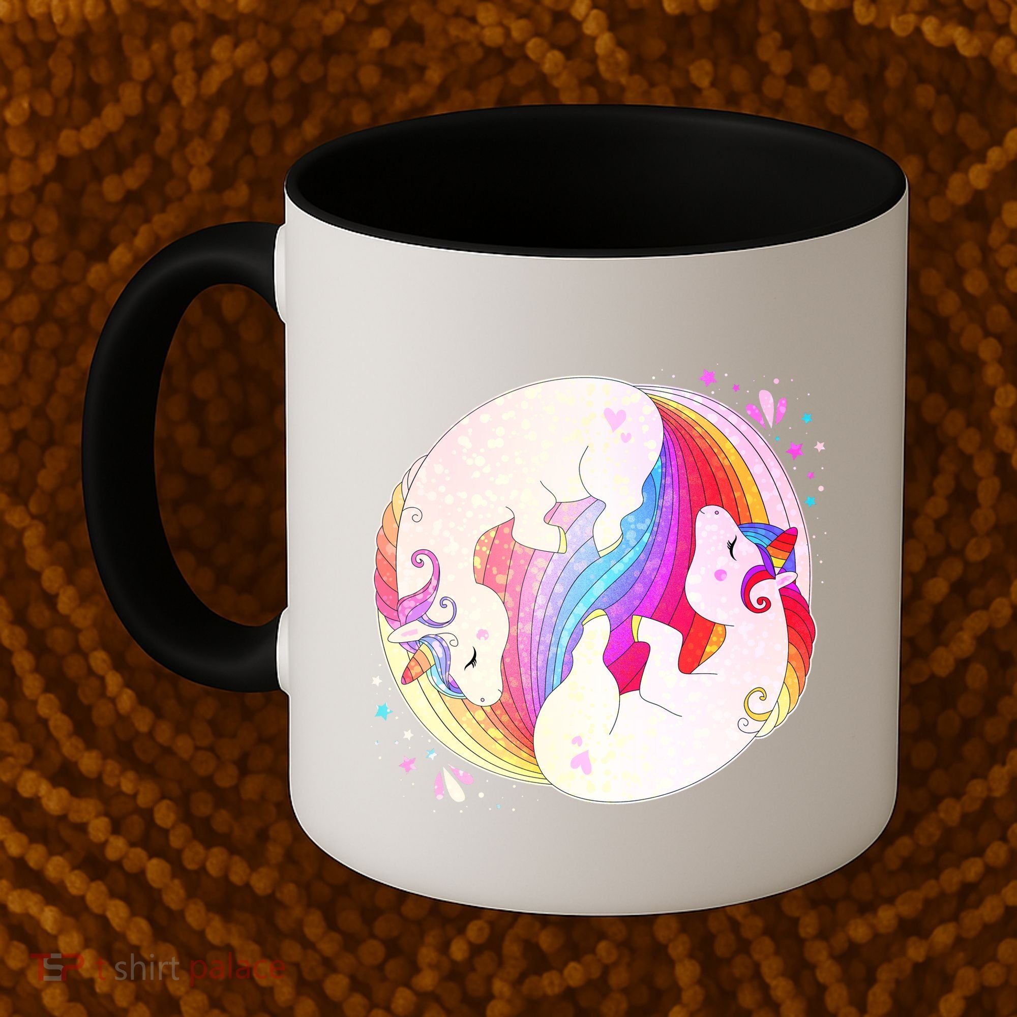 Cute Rainbow Unicorns Yin Yang Coffee Mug