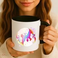 Cute Rainbow Unicorns Yin Yang Coffee Mug thumb 3
