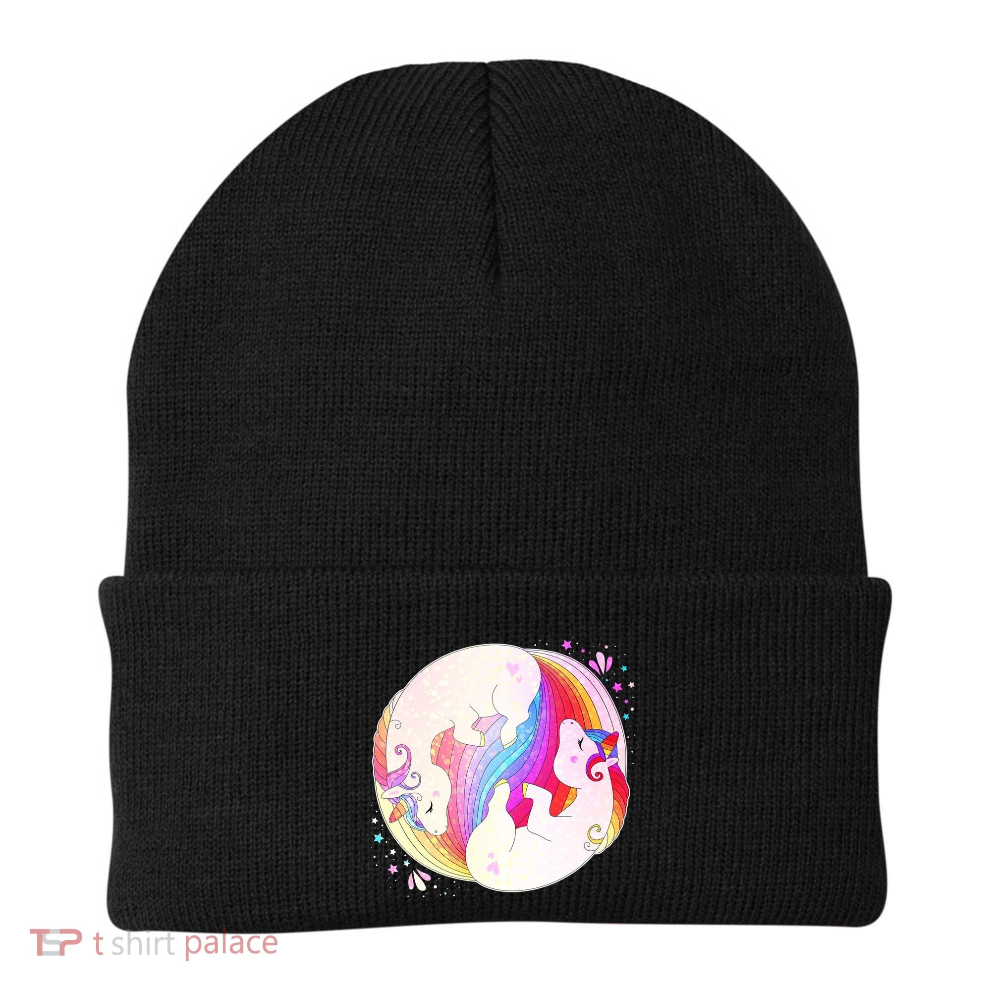 Cute Rainbow Unicorns Yin Yang Beanie