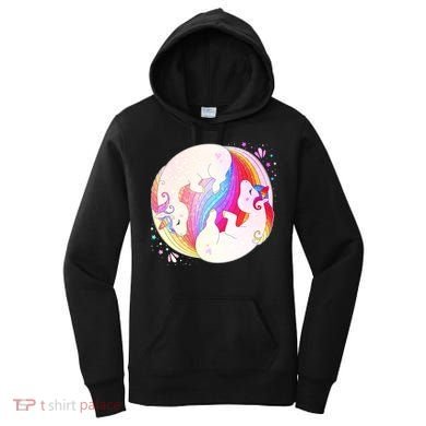 Cute Rainbow Unicorns Yin Yang Women's Hoodie