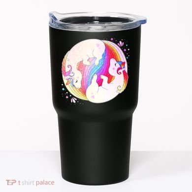 Cute Rainbow Unicorns Yin Yang Tumbler
