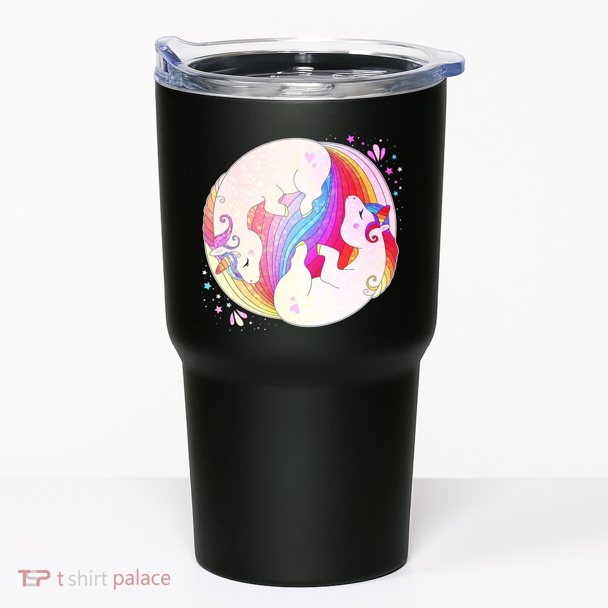 Cute Rainbow Unicorns Yin Yang Tumbler