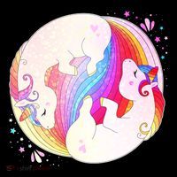 Cute Rainbow Unicorns Yin Yang Ornament thumb 1