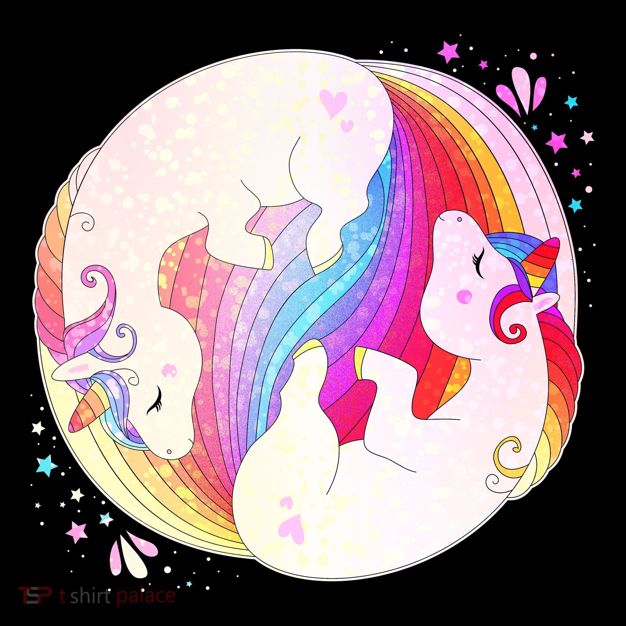 Cute Rainbow Unicorns Yin Yang Baby Bodysuit