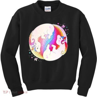 Cute Rainbow Unicorns Yin Yang Kids Sweatshirt