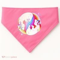 Cute Rainbow Unicorns Yin Yang USA-Made Doggie Bandana thumb 0