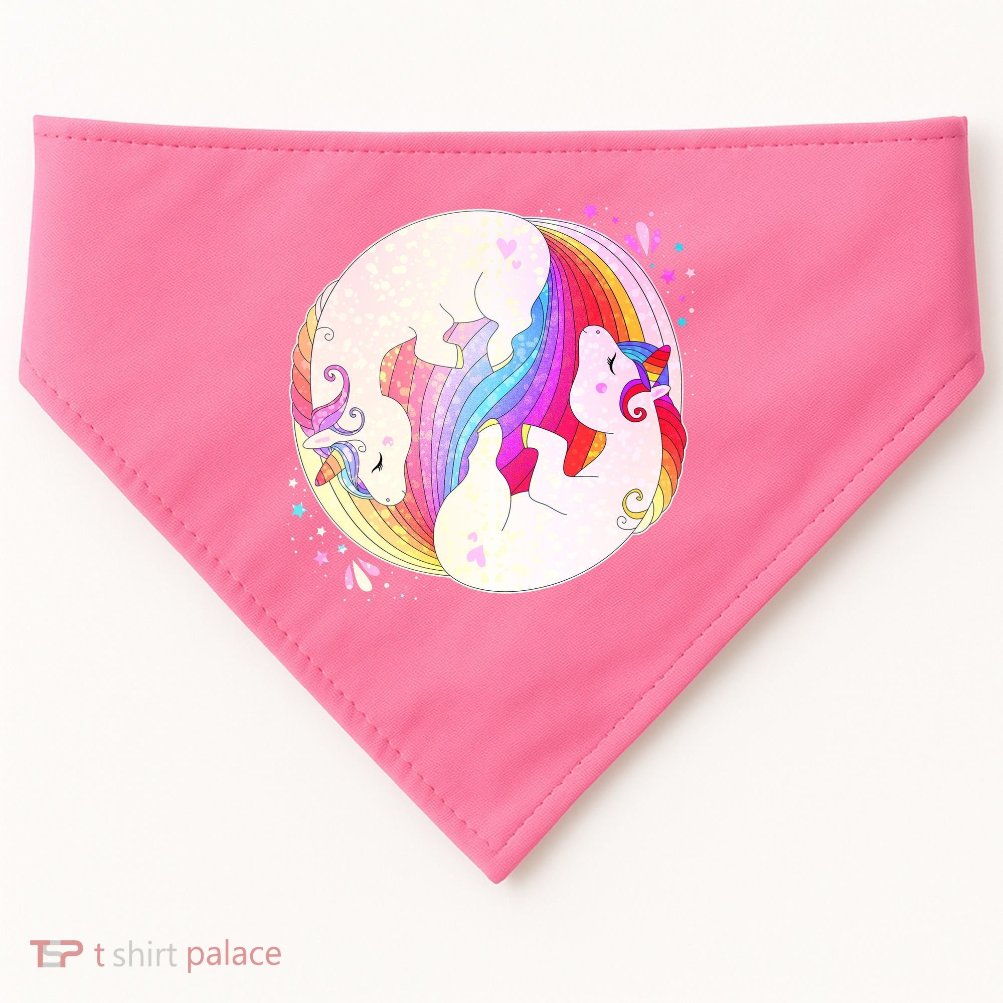 Cute Rainbow Unicorns Yin Yang USA-Made Doggie Bandana