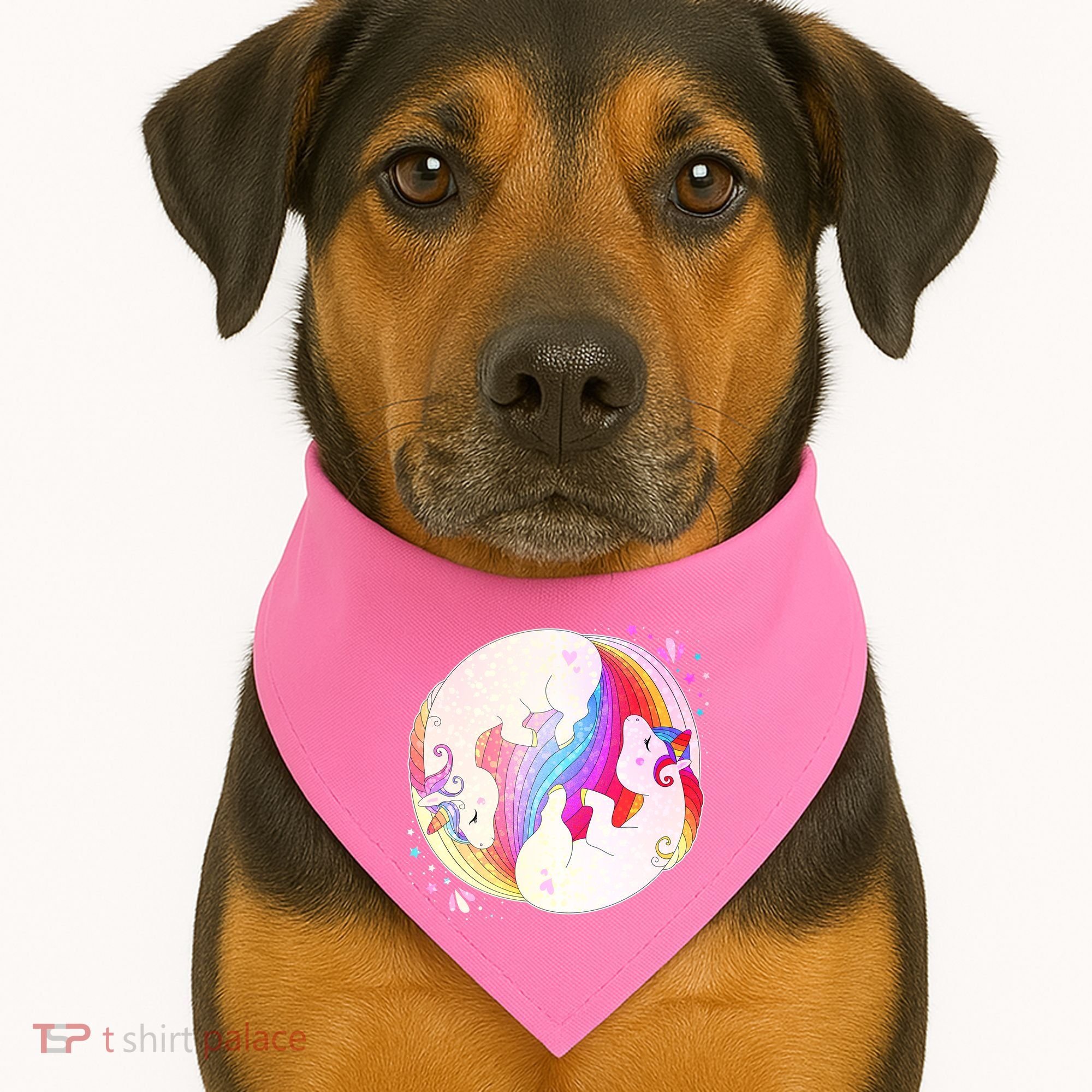 Cute Rainbow Unicorns Yin Yang USA-Made Doggie Bandana