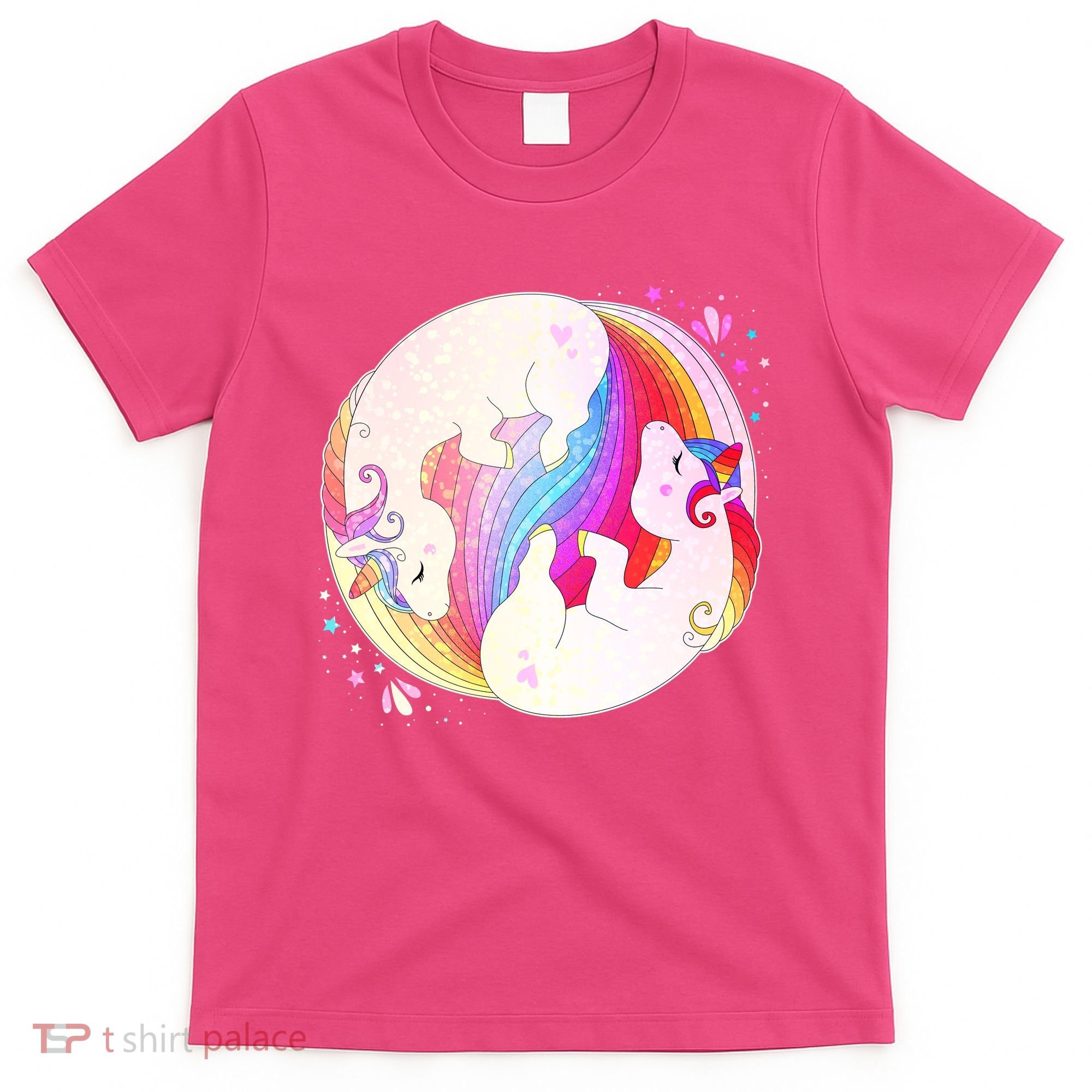 Cute Rainbow Unicorns Yin Yang T-Shirt