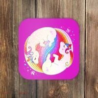 Cute Rainbow Unicorns Yin Yang Coaster thumb 0