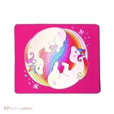 Cute Rainbow Unicorns Yin Yang Mousepad