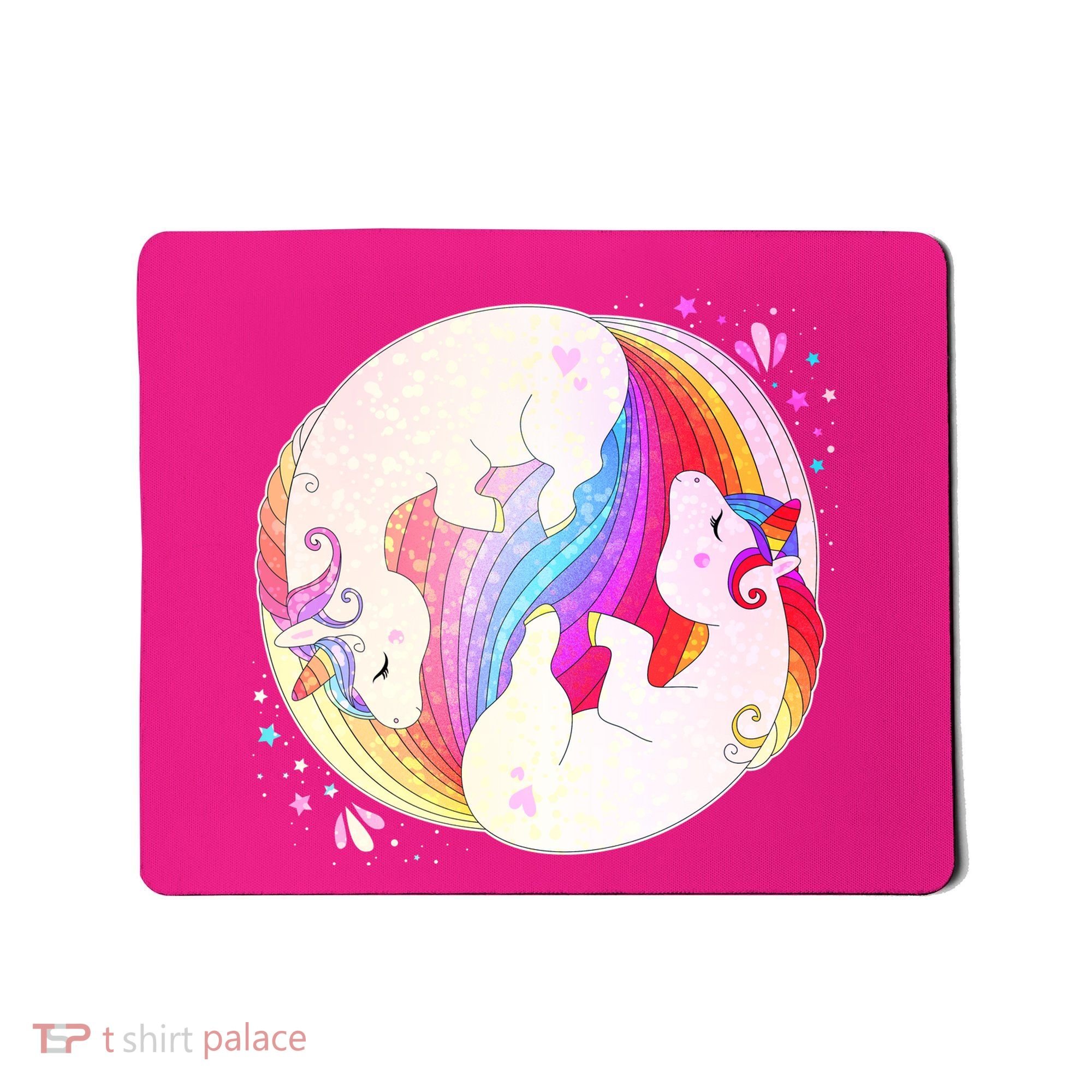 Cute Rainbow Unicorns Yin Yang Mousepad
