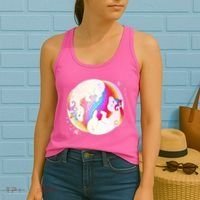 Cute Rainbow Unicorns Yin Yang Women's Tank Top thumb 2