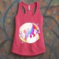 Cute Rainbow Unicorns Yin Yang Women's Tank Top thumb 3