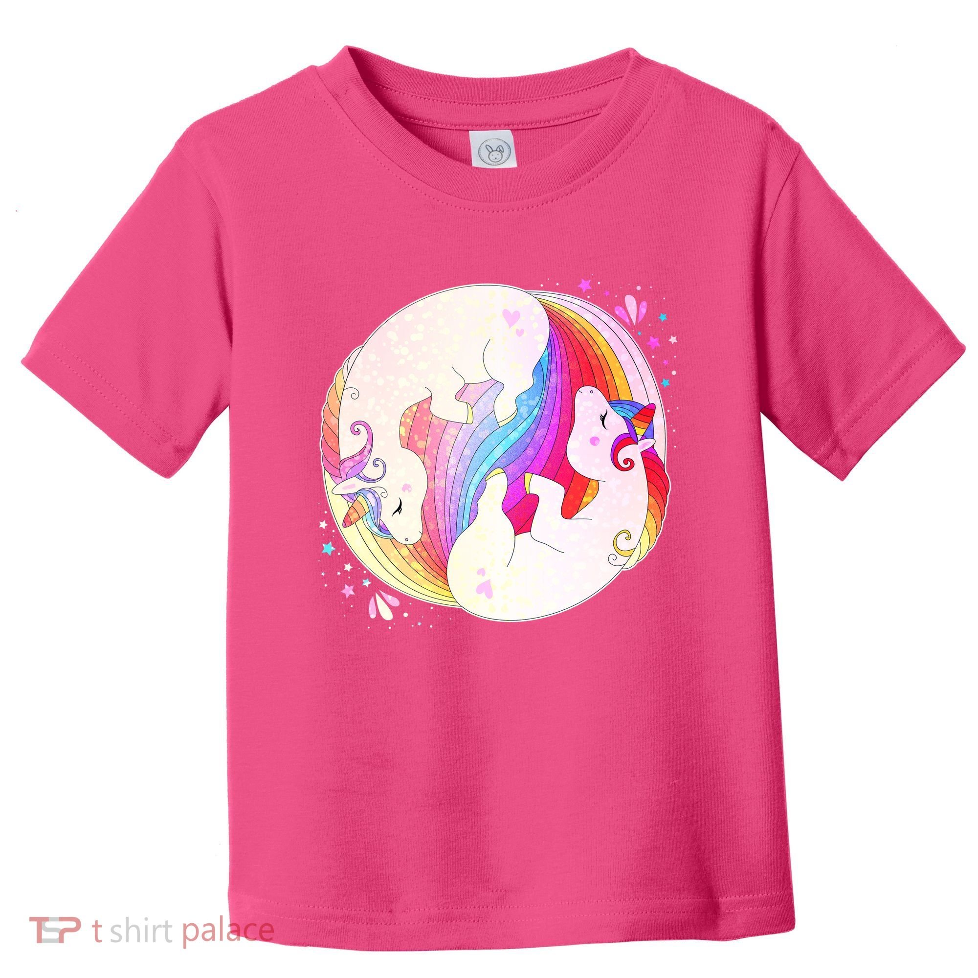 Cute Rainbow Unicorns Yin Yang Toddler T-Shirt