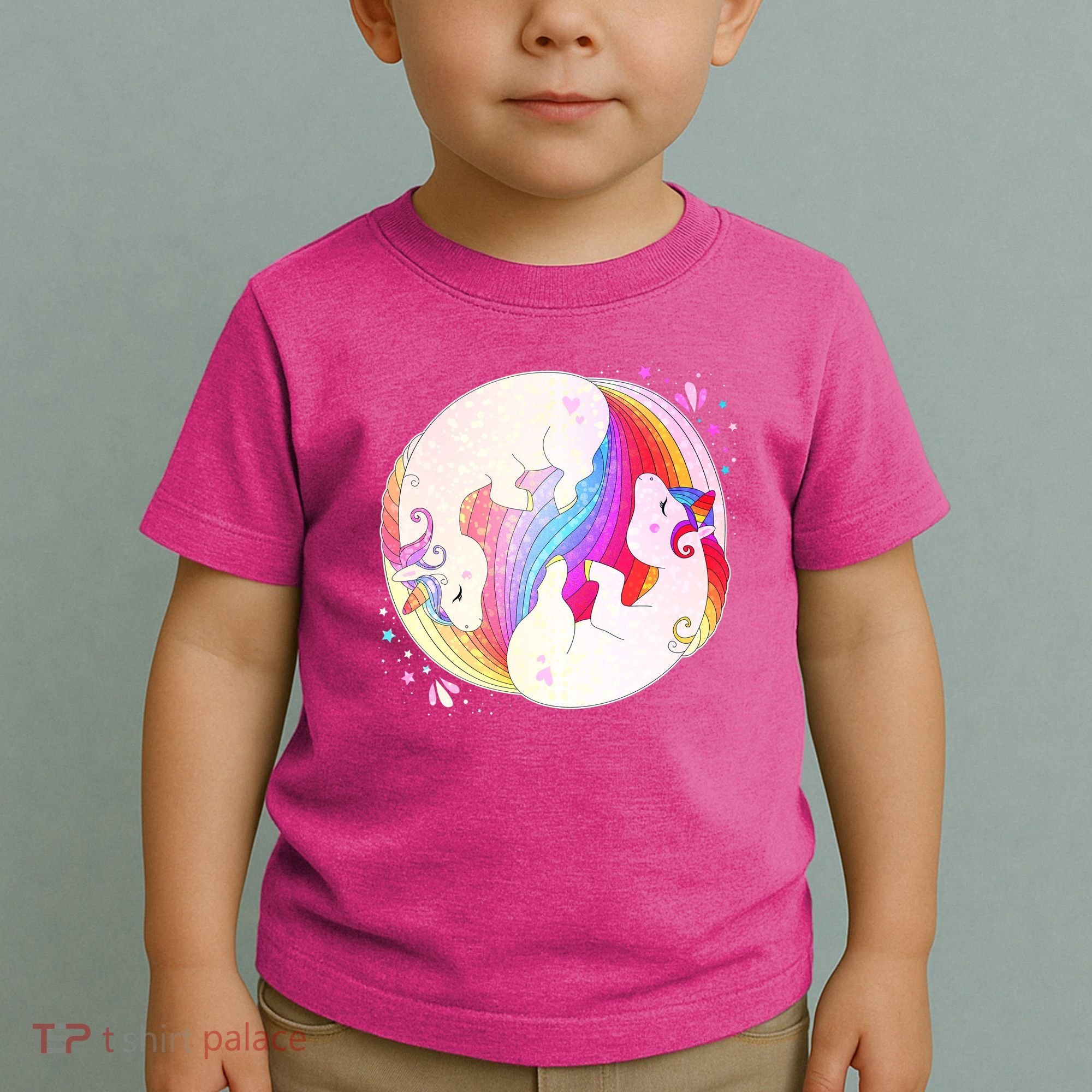Cute Rainbow Unicorns Yin Yang Toddler T-Shirt