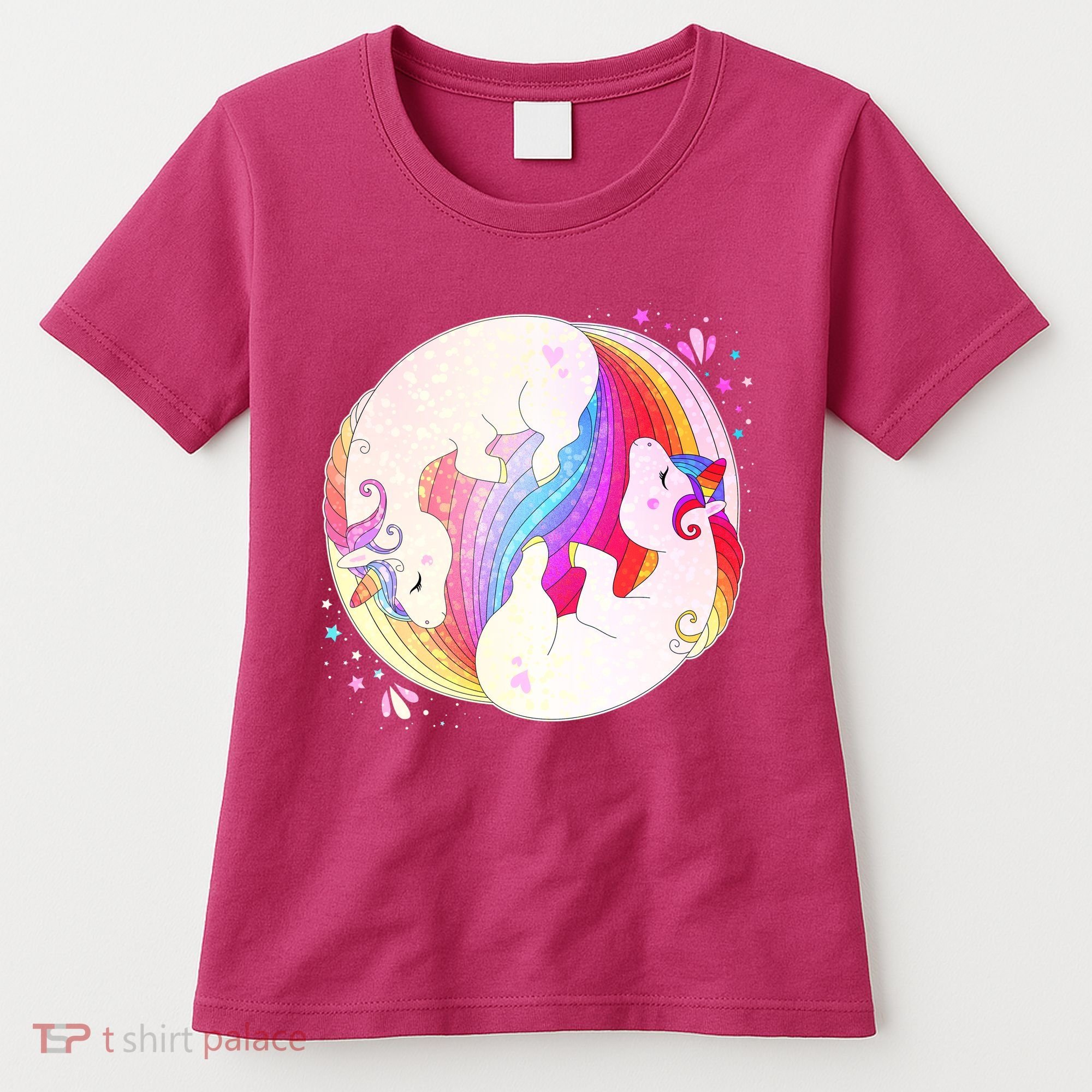 Cute Rainbow Unicorns Yin Yang Women's T-Shirt